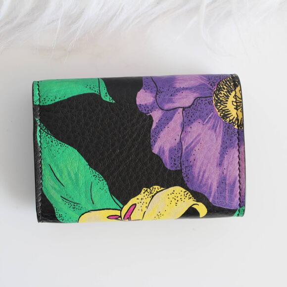 New Balenciaga Tropical Floral Logo Mini Papier Trifold Compact Wallet Small - Picture 2 of 9